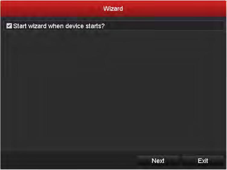 2.2 Using the Wizard for basic configuration By default, the Setup Wizard starts once the NVR has loaded, as shown in Figure below. Figure 2. 3 Start Wizard Interface Operating the Setup Wizard: 1.