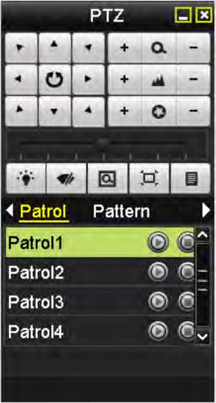 Figure 4. 9 PTZ Toolbar- Patrol 4.2.5 Customizing Patterns Purpose: Patterns can be set by recording the movement of the PTZ.