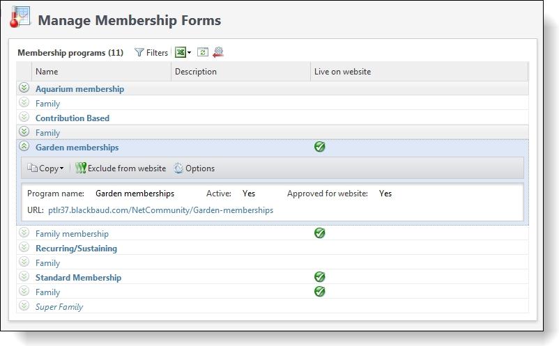membership program ends, you can exclude the membership program to remove the form from the web. Note: Each form appears on a web page with a standard design and format.
