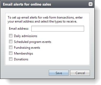 37 CHAPTER 2 In the Email address field, enter an email address to send alerts to after web form transactions.