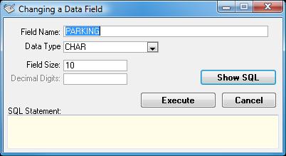 Visitor Keeper - 2.30.09 - User Guide Both the Data Type and the corresponding parameter(s) may be modified. However, it is not advisable to change the name of the data field.