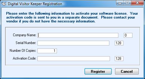 You must enter a valid Activation Code to continue using Visitor Keeper after the initial 30 days.