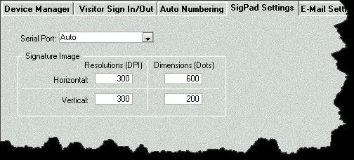 Visitor Keeper - 2.30.09 - User Guide Signature Pad Settings Click on the SigPad Settings Tab to set the parameters for using a signature pad.