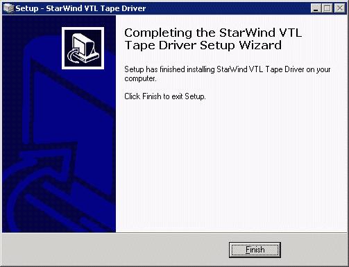 The Completing the StarWind VTL Tape Driver Setup page appears.