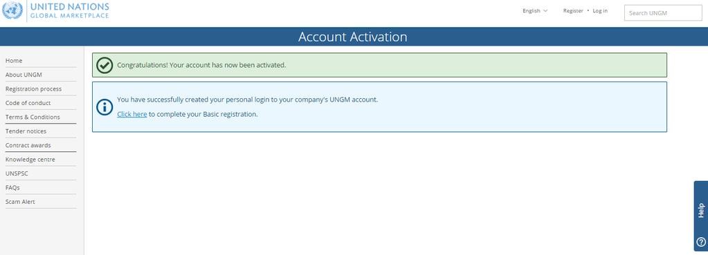 2.2 Activate your UNGM account UNOPS esourcing vendor guide Click on the link included in the activation email.