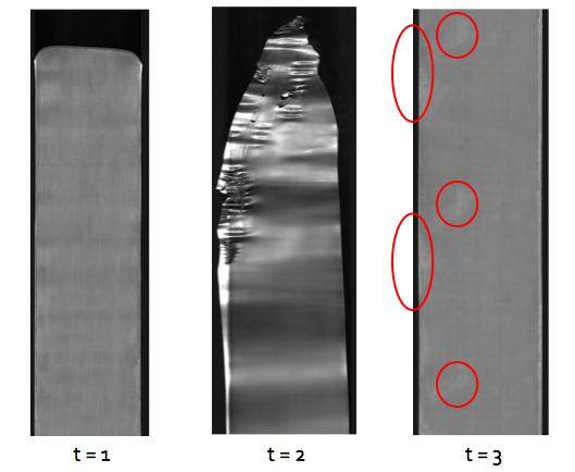 Image Recognition of Shape Defects in Hot Steel Rolling 23 Figure 1: Pictures of parts of three consecutive strips.