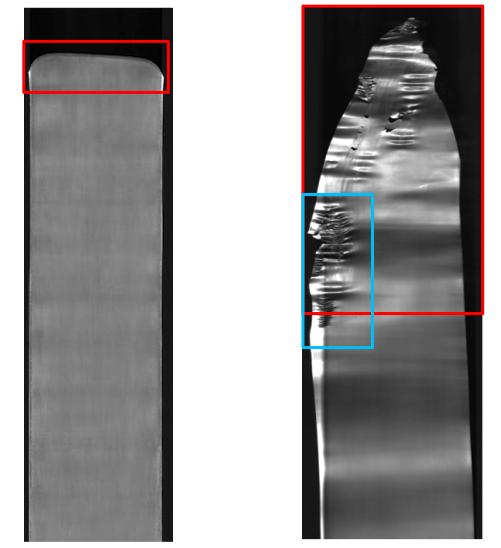 Image Recognition of Shape Defects in Hot Steel Rolling 25 Figure 2: A strip without defects (left) and a pinched strip (right).