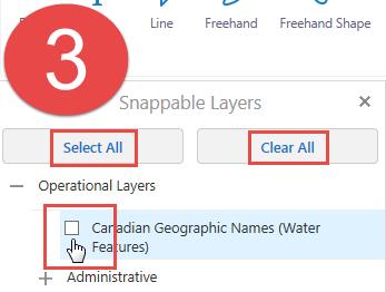 3. A Snappable Layers information panel will open and you can select the map layers you wish to make Snappable.