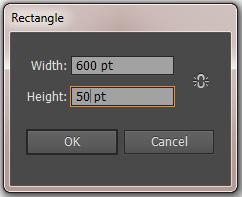 Part 2 Setting Up the Blend Create a Rectangle 1. Select the Rectangle tool and click once on the artboard; do not click and drag. The Rectangle window appears. 2. Enter the Width value 600 pt, and the Height 50 pt, then click OK.