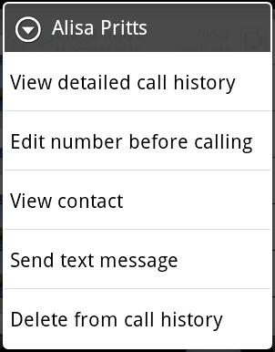 Phone calls 47 Using call history When you miss a call, the missed call icon ( ) appears in the title bar.
