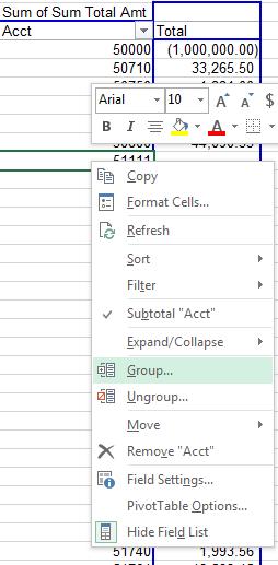 Grouping Non-Date Data Grouping numeric