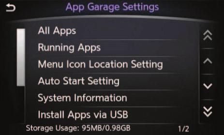 Verify Apps Software Update 1. Return to the vehicles Apps MENU and then: For vehicles with navigation scroll the screen to right and then select App Garage (Figure 36).