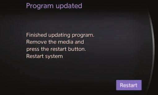 Complete the Software Update as follows: a. Confirm the Program updated screen is di