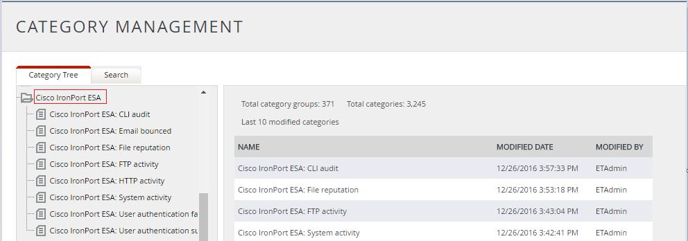 Verify Cisco IronPort ESA knowledge pack in EventTracker Categories 1. Logon to EventTracker Enterprise. 2.