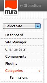 Creating Categories To create categories for use in categorizing content follow these steps. 1. Select Categories from the left hand menu in Mura CMS. 2. This will display the Category Manager screen.