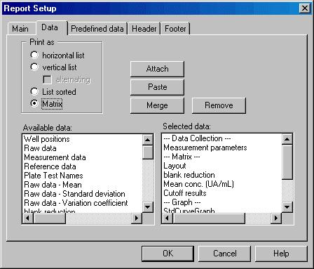 2. Create/Edit a Method Wizard Therefore select Layout in the Available data List and transfer it to the Selected Data List by clicking the arrow, which points to this list.