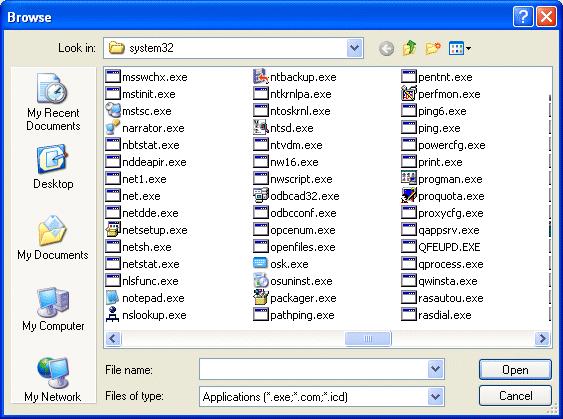 Setting up for Remote OPC Server Access 11. Navigate to the System32 folder. This folder is found under the operating system folder (usually Windows or WINNT). 12.