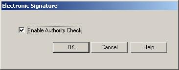 figure. Electronic Signature Dialog Box When you enable authority checks in the Audit Reporter, Batch Execution requires a user name and password from the iesigadministrators Windows security group.