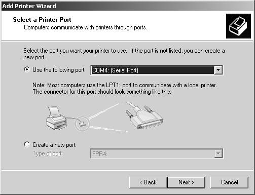 SOFTWARE Figure 15. Select a Printer Port Figure 16. Install Printer Software Step 5. Press the Have Disk button.