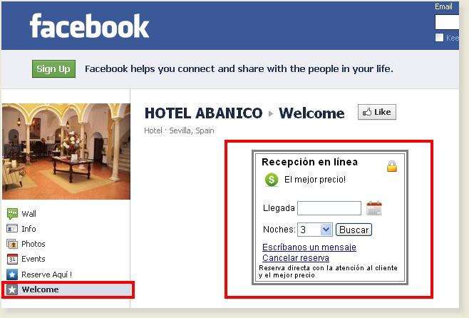 To see the final result, you must exit your Facebook Account, and look for your Hotel Site as a final customer : You will see your new tab (in this example it has not yet been renamed, and continues