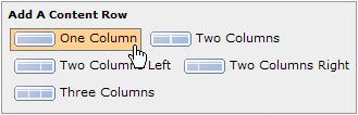 Your available options are: One Column Two Columns Two Columns Left Two Columns Right Three Columns For this