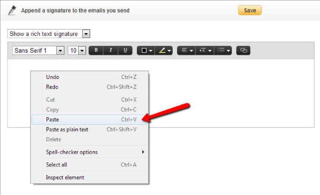 Step 3: Go back to your webmail signature settings.