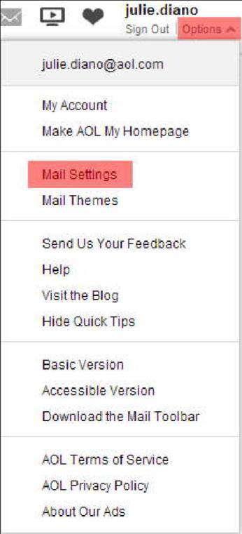 4.) AOL Mail or AIM Mail Step 1: In your