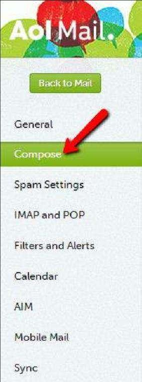 Click "Mail Settings" and then, Compose.