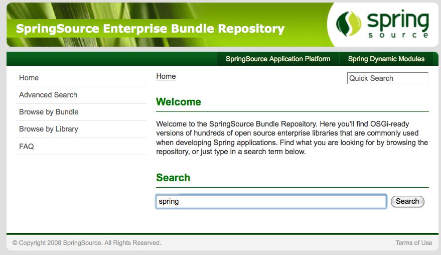 62 User Guide You can find bundles in the repository using a number of options. You use the Search facility by typing in a keyword.