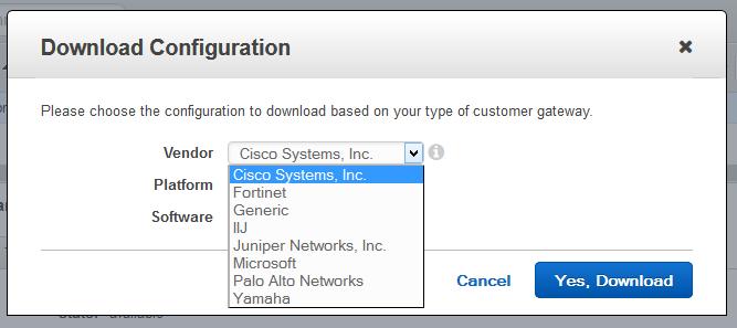 4.3.4.9. Download IPsec Configuration Details Download the configuration needed for the On-Premise VPN concentrators.