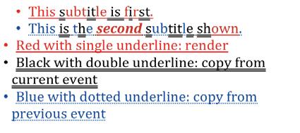 tts:color tts:fontfamily tts:fontsize tts:fontstyle tts:fontweight tts:textdecoration tts:textoutline Figure 6-7 provides an example of Presentation Compositor behavior.