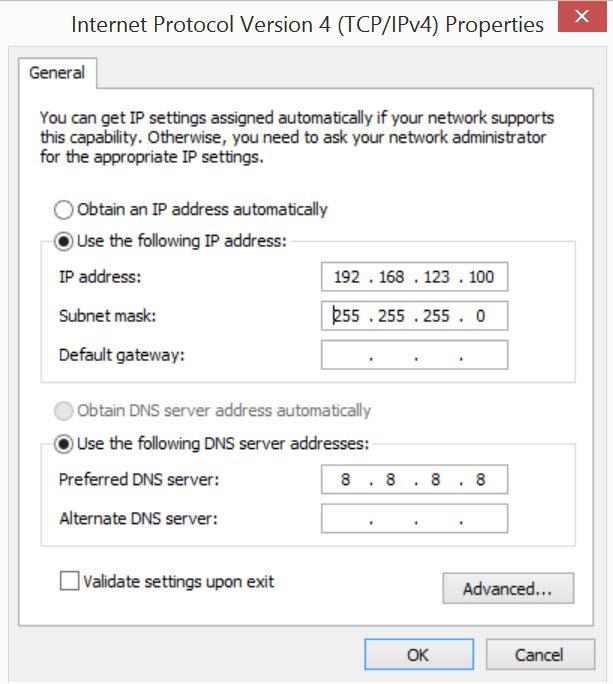 3. Configuring the VH-4GW 2. Set your PC s IP address to obtain the IP automatically or manually to 192.168.123.
