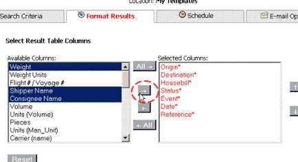 Distribution Help Change the Order in Which the Columns Appear on the Report 1) Select a column name from the 'Selected Columns:' list box.
