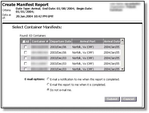 Order Management Help 6 After a moment, exp.o will display your Container Manifest Report.