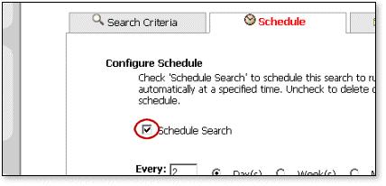 On the Schedule tab, uncheck the Schedule Search option and then click Save.