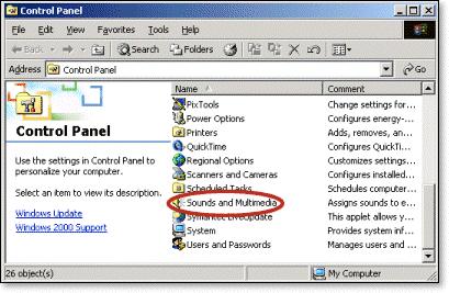 If you find this sound to be annoying or distracting, it can be disabled. To disable the IE refresh sound: 1 From the Windows desktop, select Start > Settings > Control Panel.