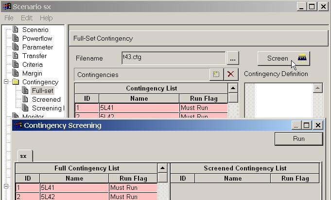 To start the screening for the selected scenario, click on the Run button on the upper right corner of the window. The Message window will appear, showing the messages and progress of the computation.