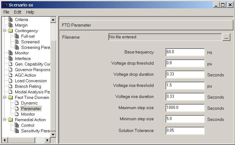 5 FTD The FTD module of VSAT performs the Fast Time Domain simulation of a selected contingency at a selected operating point. This chapter describes the data requirements and operation of FTD. 5.