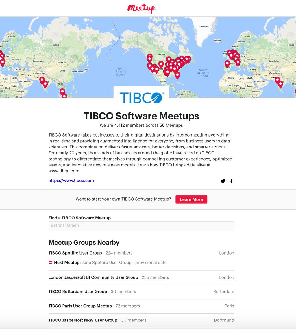 TIBCO and Spotfire specific local Meetups Easily find your local meetups from the Meetup