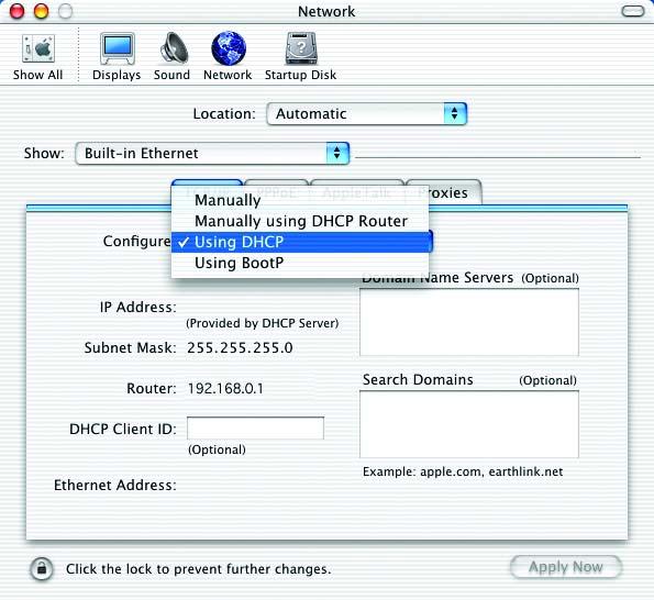 Networking Basics (continued) Selecting a Dynamic IP Address with Macintosh OS X Go to