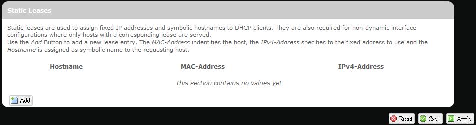 This section displays active DHCP lease information for each client: Hostname, IPv4 address, MAC address, and Lease time remaining.