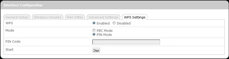 must have a WPS button configured to PBC Mode.) PIN Mode Personal Identification Number Mode (Note: To use this setup method, the client must have a WPS button configured to PIN Mode.