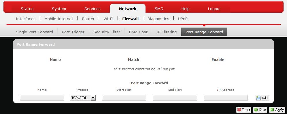 Port Range Forward Port Range Forward Port Range Forward allows you to set up public services on your network, such as web servers, ftp servers, e-mail servers, and other specialized Internet