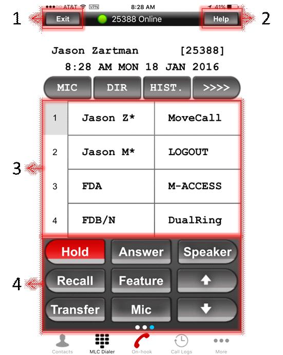 3-4 Multiline Client Application Screen Layouts Figure 3-4 System Line/Feature Keys Screen (C) Features in System Line/Feature Keys Screen (B): 1.
