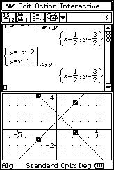 ) Hide the keyboard and access the Geometry window, as previously The equations can be dragged one-by-one from the Main window to the Geometry window.