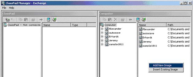 6. Adding a Flash Image or Memory Image From the Exchange Window You can also add a flash image or memory image from