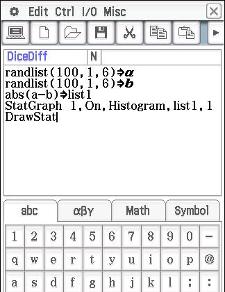 The following program takes the commands you used in the previous activity to randomly generate 100 rolls on a pair of dice and draw a histogram of the differences.