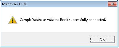 Once you have selected this address book (in this case the SampleDatabase Address Book on the computer called HVMax11Team) click the Open button.