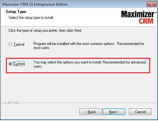 c:\program Files\Maximizer\MaxData, as shown below. Step 5.