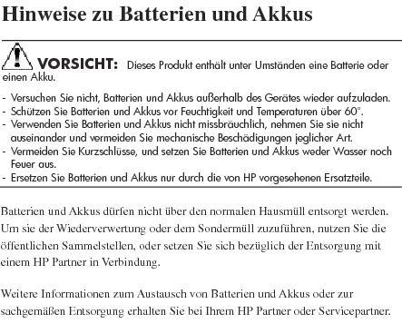 French battery notice German battery notice HP